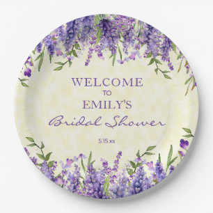 Prato De Papel Chuva de Noiva Floral Lavanda Roxo Amarelo