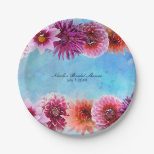 Prato De Papel Chuva de Noiva Floral Moderno Flores Aquarela