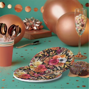 Prato De Papel Chuva de Noiva Floral Romântica de Outono Sombrio