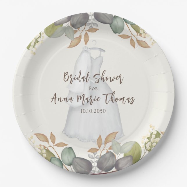 Prato De Papel Chuva de Noiva Folhas de Outono Vestido de Noiva E (Frente)