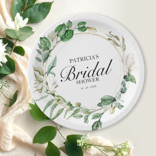 Prato De Papel Chuva de Noiva Geométrica com Vegetação de Eucalip