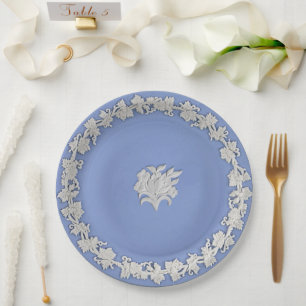 Prato De Papel Chuva de Noiva no Estilo Wedgwood Azul Jasperware