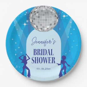 Prato De Papel Chuva de Noiva Rainha da Dança Disco Azul dos Anos
