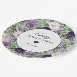 Prato De Papel Chuva de Noiva Roxo Lavanda Nome Data