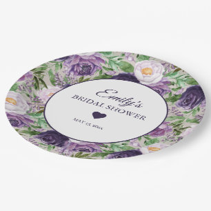 Prato De Papel Chuva de Noiva Roxo Lavanda Nome Data