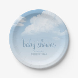 Prato De Papel Chuva de Nuvens Macias Baby Shower