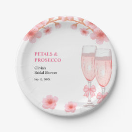 Prato De Papel Chuva de Pétalas e Prosecco no Chá de Noiva com La