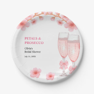 Prato De Papel Chuva de Pétalas e Prosecco no Chá de Noiva com La