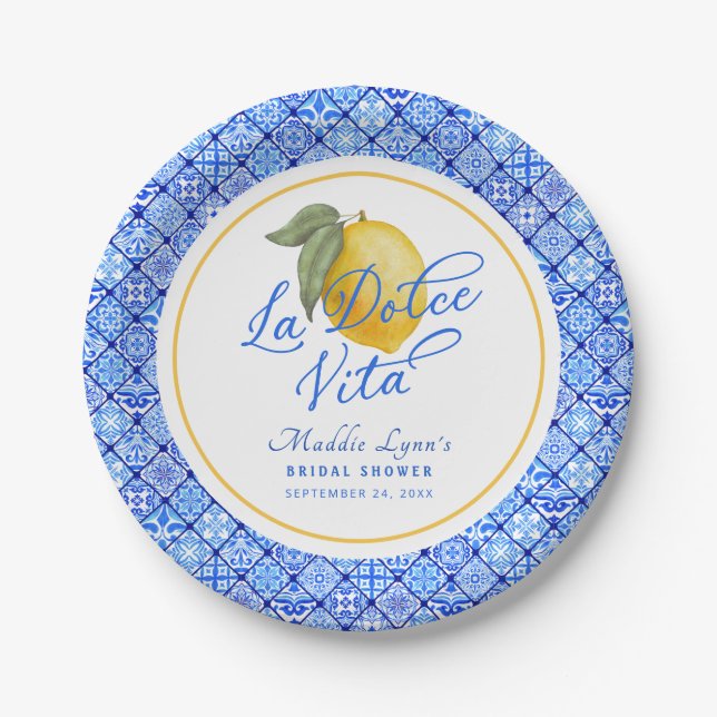 Prato De Papel Chuva de Presentes Blue Mediterranean La Dolce Vit (Frente)