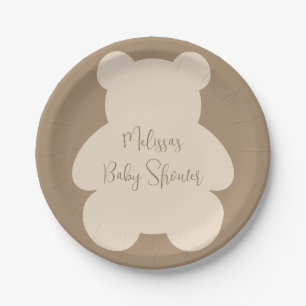 Prato De Papel Chuveiro de Bebê Urso Beige Mal Pode Esperar