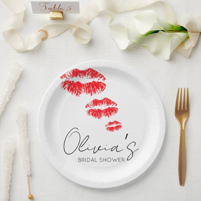 Prato De Papel Chuveiro de noiva beijo a saudades (Casamento)