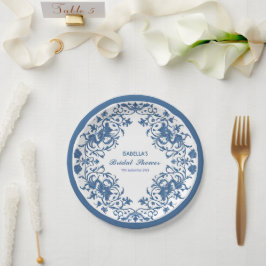 Prato De Papel Chuveiro de noiva com padrão antigo e elegante de 