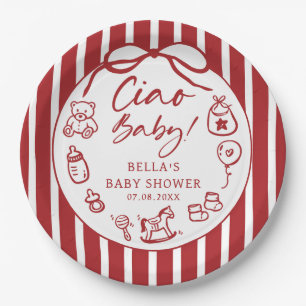 Prato De Papel Ciao Bambino - Chá de fraldas Ilustrado Italiano