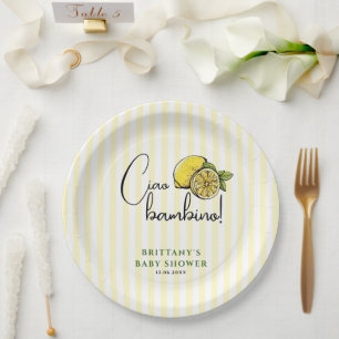 Prato De Papel Ciao Bambino Lemon Chá de fraldas de Verão italian