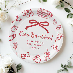Prato De Papel Ciao Bambino Pizza Arco Caprichoso Chá de Bebê