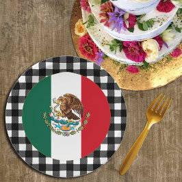 Prato De Papel Cidade do México, xadrez de búfalo e Bandeira Mexi