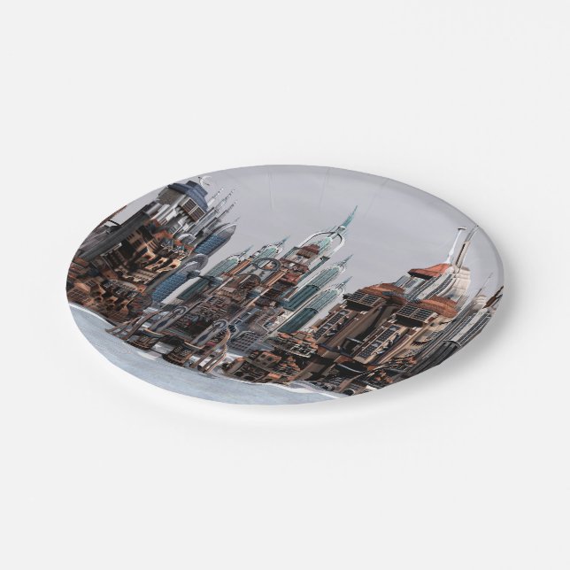 Prato De Papel Cidade Futurística (Inclinado)