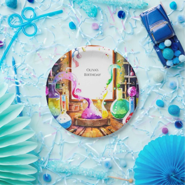 Prato De Papel Cientista de Química de Crianças Encantadas Aniver (Festa)