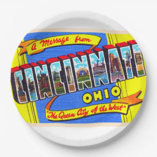 Prato De Papel Cincinnati Ohio OH Vintage - Letra grande
