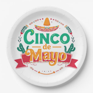 Prato De Papel Cinco de Mayo Festa Mexicana Sombrero