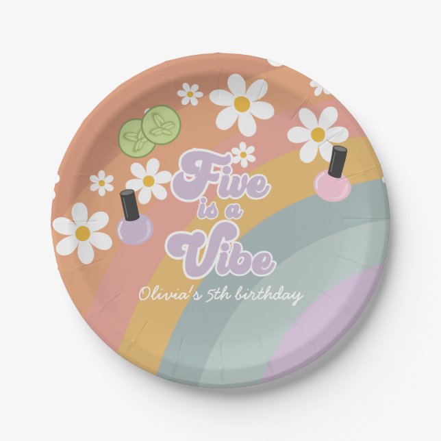 Prato De Papel Cinco é uma víbora 5 do Spa Rainbow Aniversário (Frente)