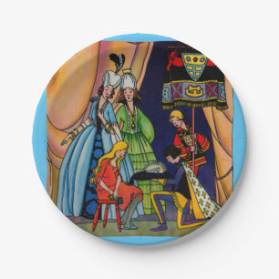 Prato De Papel Cinderella, o príncipe e o deslizador de vidro