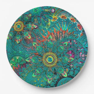 Prato De Papel Cinquenta e fabulosa Boêmia Azul Colorida