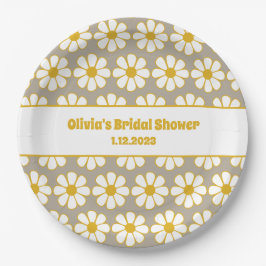 Prato De Papel Cinza Branca de Mostarda de Mostarda Floral Bonita