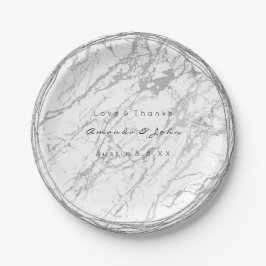 Prato De Papel Cinza Branca Personalizada Carrara Silver Marble