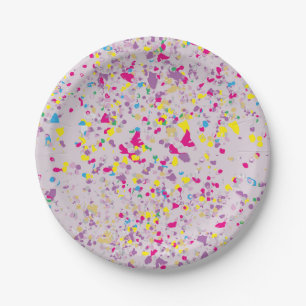 Prato De Papel Cinza Colorida Confetti