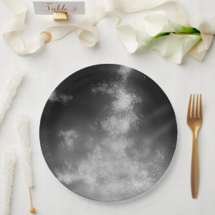Prato De Papel Cinza de céu noturno monocromático
