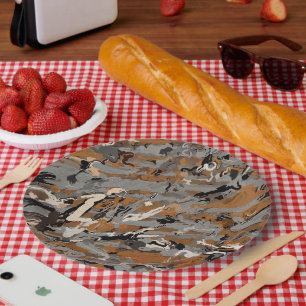 Prato De Papel Cinza, preto e caramelo