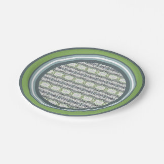 Prato De Papel Cinza verde branca e azul