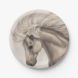 Prato De Papel Cinza White Ivory Horse Wild Mane