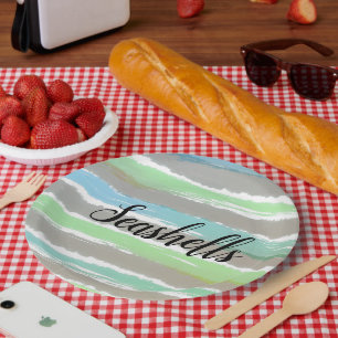 Prato De Papel Cinzas de conchas -  Verde Azul