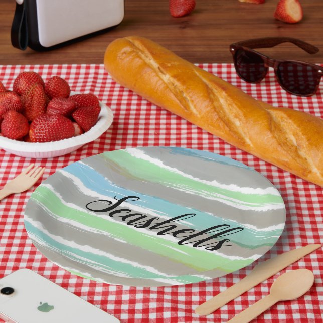 Prato De Papel Cinzas de conchas -  Verde Azul (Piquenique)