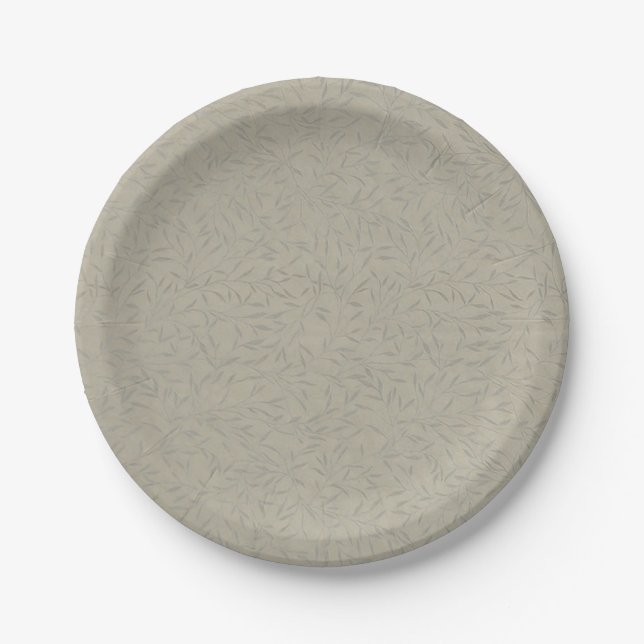 Prato De Papel Cinzas De Platina Vinhas De Folha Emboscada (Frente)
