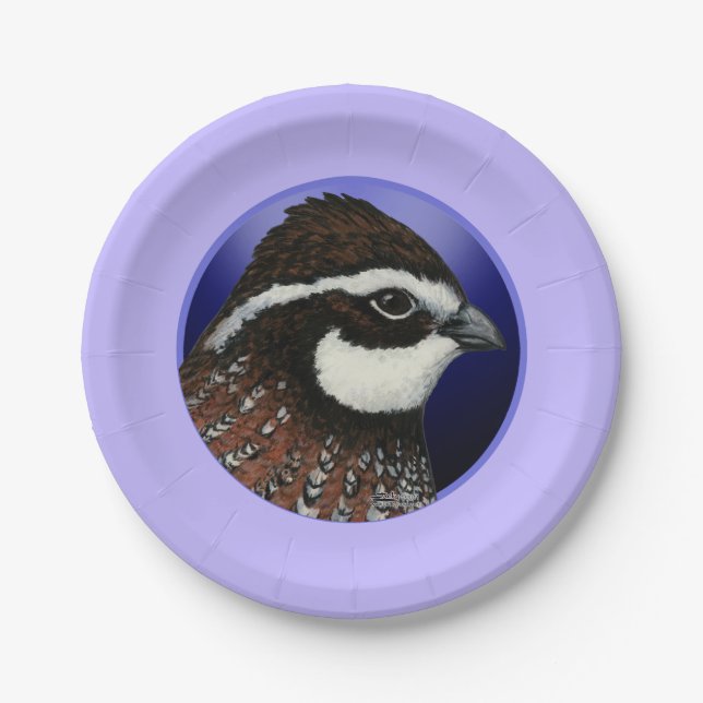Prato De Papel Círculo de Cabeça de Codorna Bobwhite (Frente)