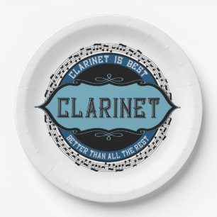 Prato De Papel Círculo de Notas de Música Clarinet