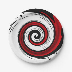 Prato De Papel Círculo líquido em espiral moderno, cor branca n
