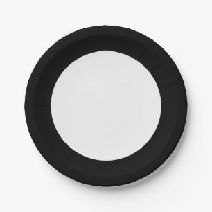 Prato De Papel Círculo Preto e Branco