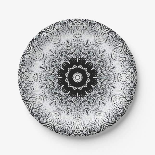 Prato De Papel Círculo redondo abstrato mandala sem costura (Frente)