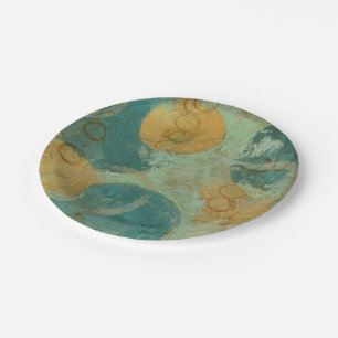 Prato De Papel Círculos Azul e Amarelo