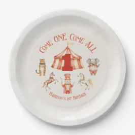 Prato De Papel Circus Animal Primeiro Aniversário