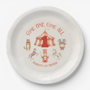 Prato De Papel Circus Animal Primeiro Aniversário