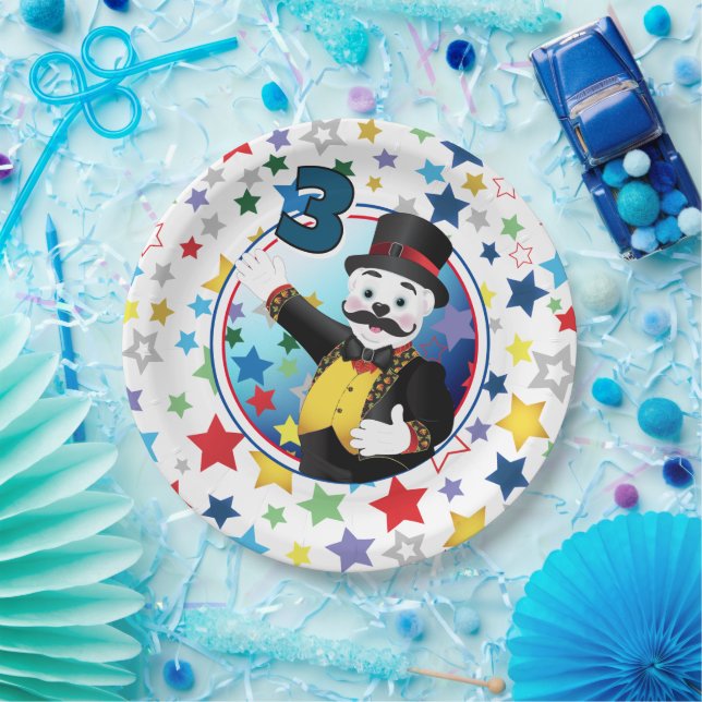 Prato De Papel Circus Polar Bear Ringmaster Birthday (Festa)