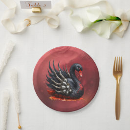 Prato De Papel Cisne Negro de Ossos – Elegância Gótica