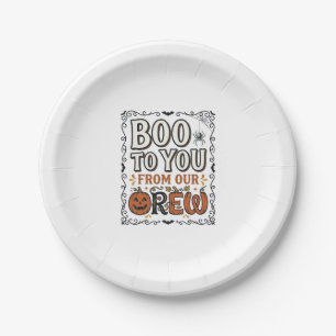 Prato De Papel Citação de Halloween Boo to You From Our Crew Vint