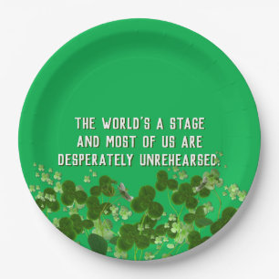 Prato De Papel Citação irlandesa com shamrocks