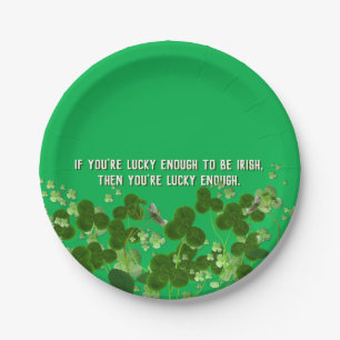 Prato De Papel Citação irlandesa com shamrocks